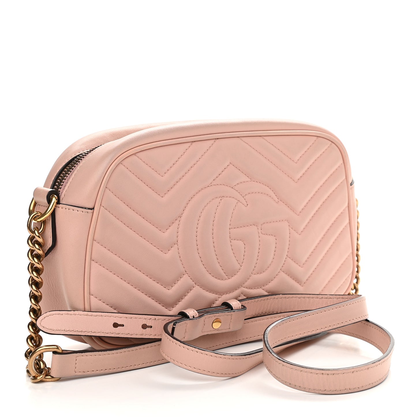Calfskin Matelasse Small GG Marmont Chain Shoulder Bag Perfect Pink