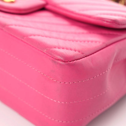 Chanel Lambskin Chevron Quilted Mini Rectangular Flap Dark Pink 7 of 19