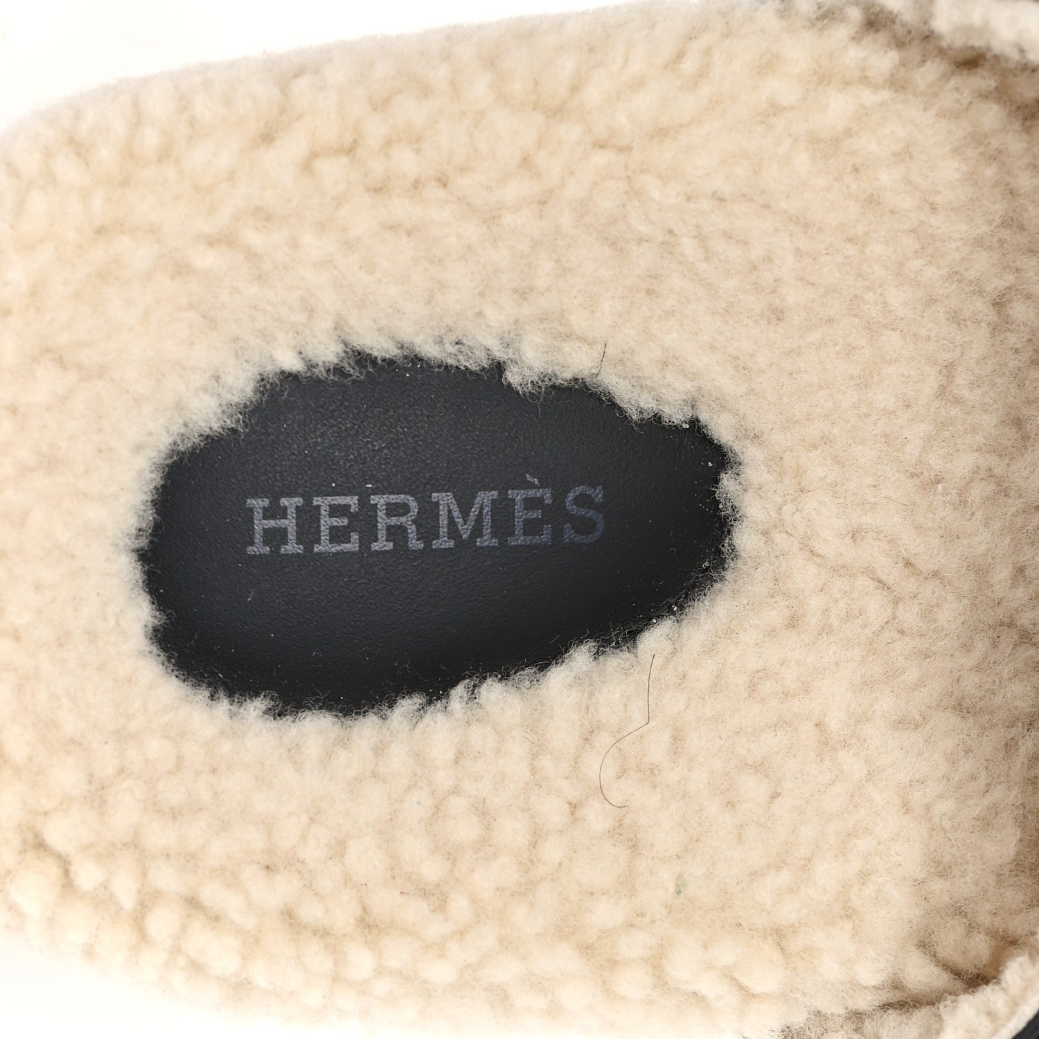 Hermes Calfskin Woolskin Chypre Sandals 40.5 Black Ecru 6 of 9