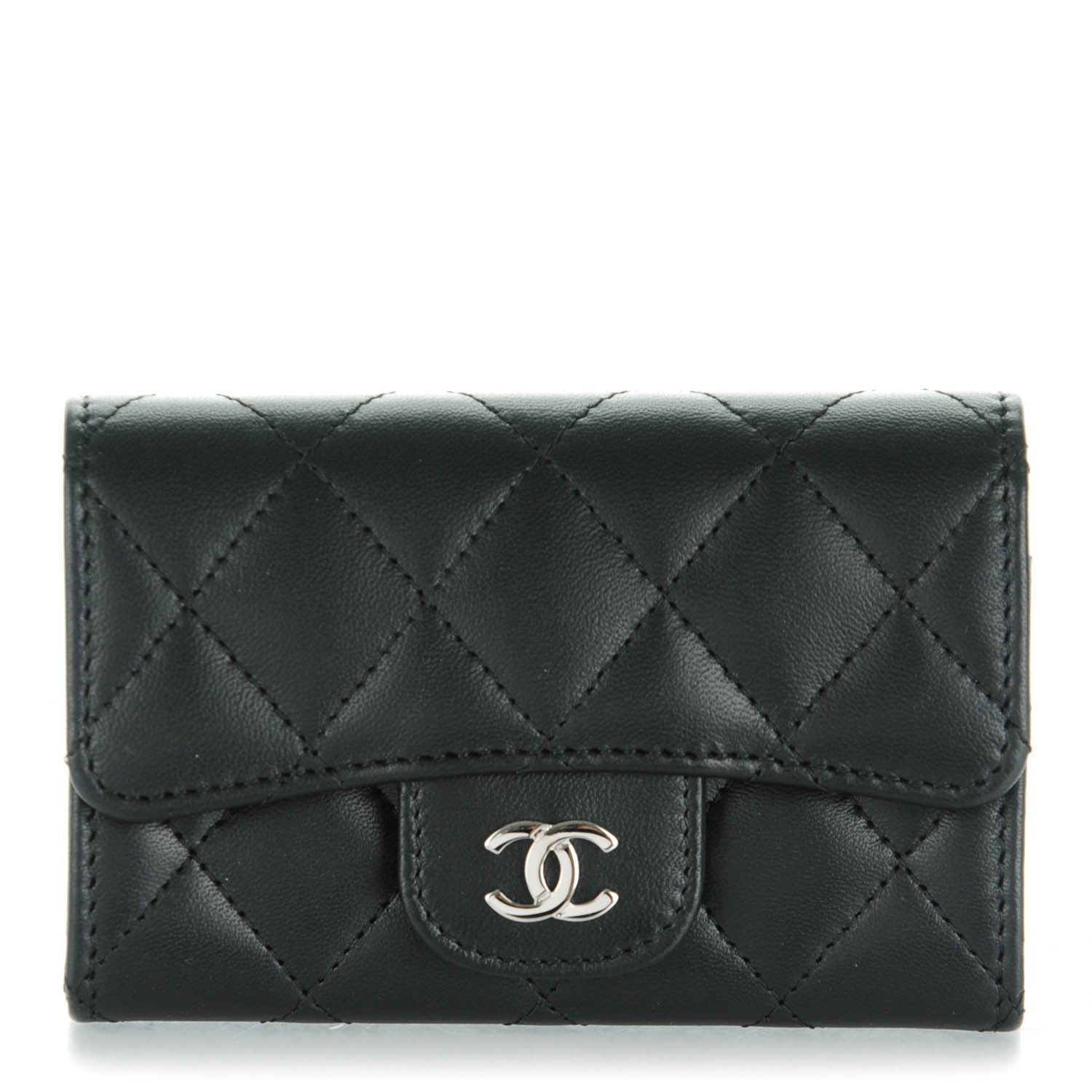 Chanel Lambskin Quilted Flap Card Holder Black 1 of 8