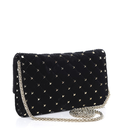 Valentino Garavani Velvet Rockstud Spike Wallet on Chain Black 2 of 10