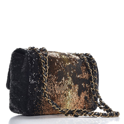 Chanel Sequin Medium Single Flap Bronze Black 3 of 8