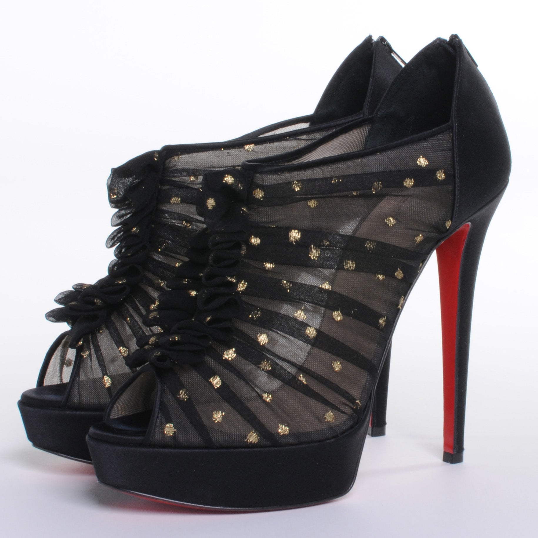 Christian Louboutin Crepe Satin Chiffon Canon 140 Heels 40 3 of 7