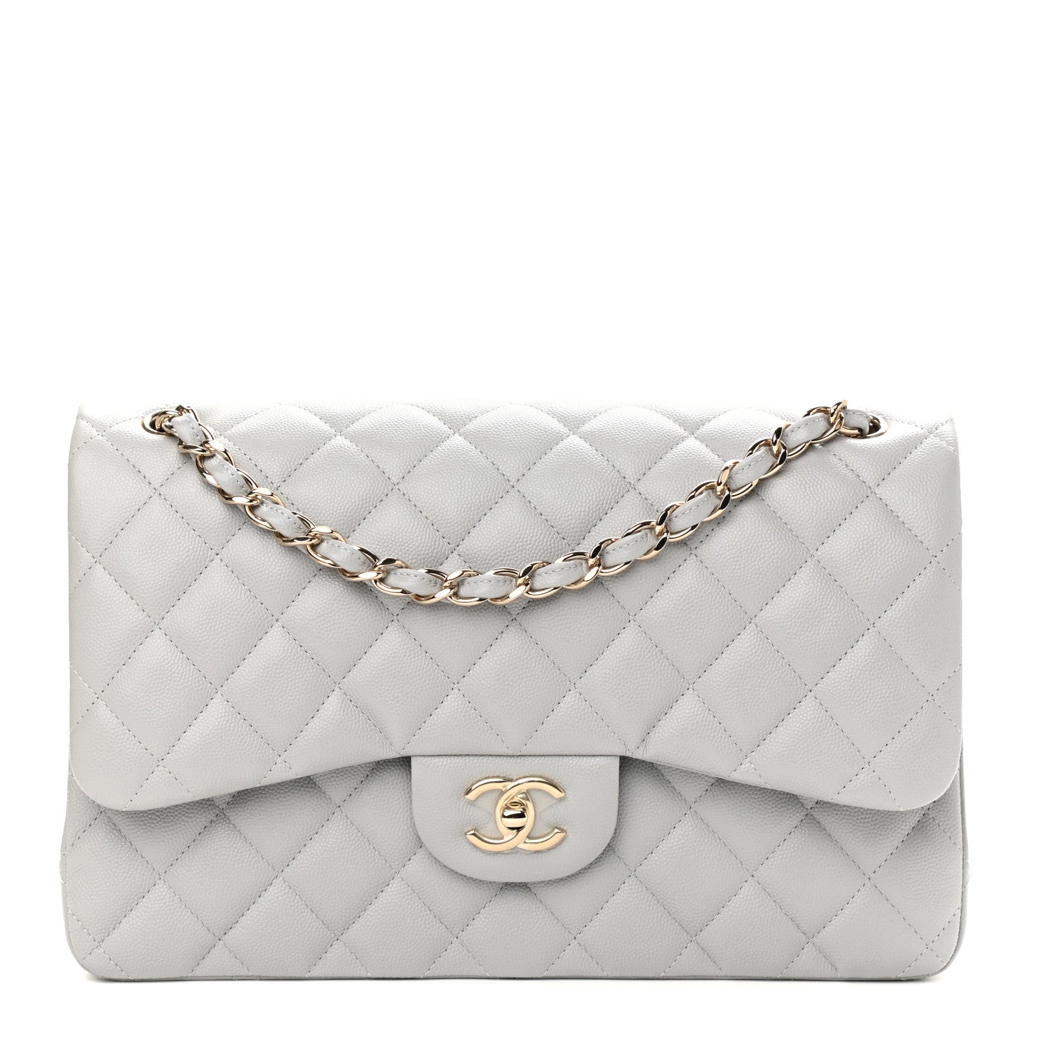Chanel Caviar Quilted Jumbo Double Flap Grey 1 of 10