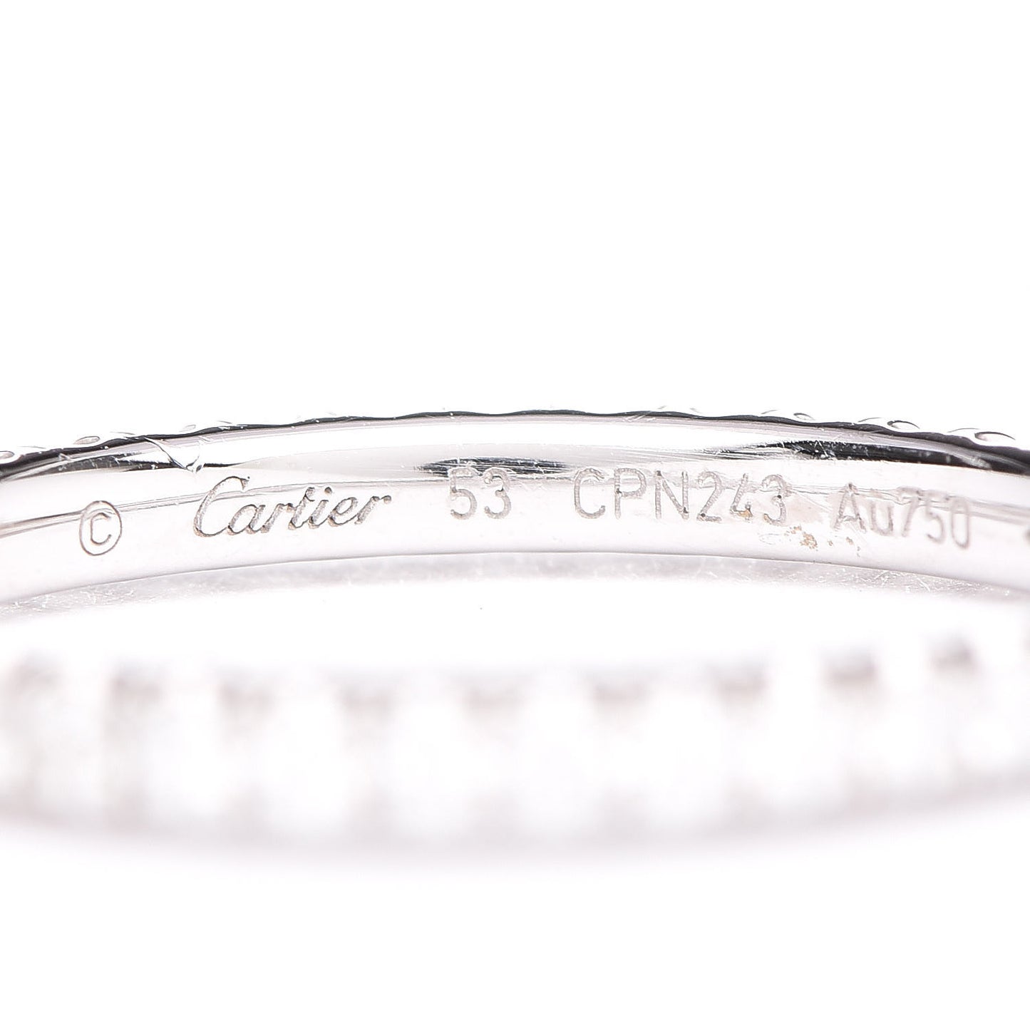 18K White Gold Diamond 2mm Étincelle de Wedding Band Ring 53 6.5