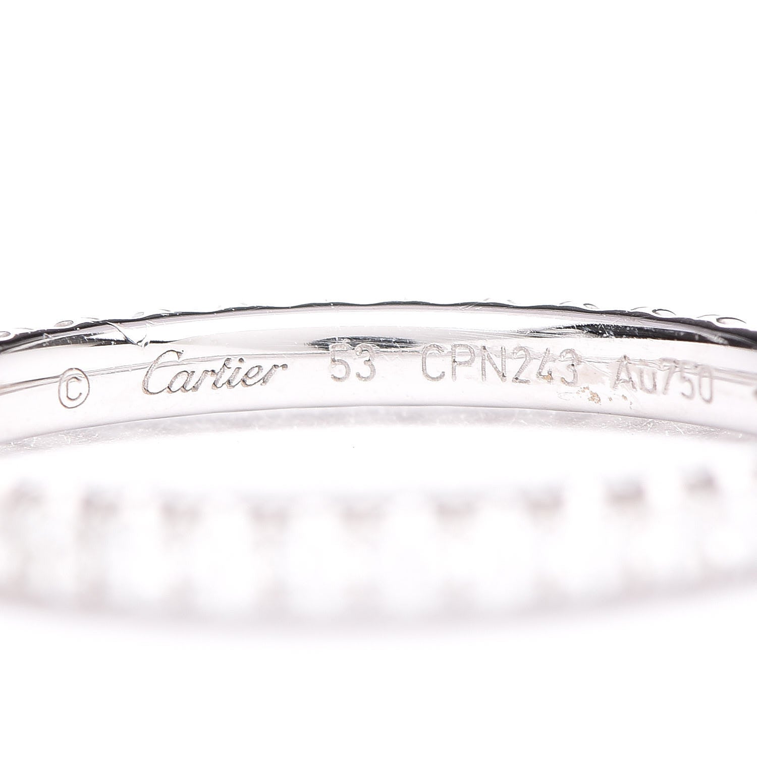 Cartier 18K White Gold Diamond 2mm Étincelle de Wedding Band Ring 53 6.5 3 of 5