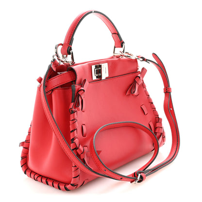 Fendi Vitello Seta Century Nappa Whipstitch Mini Peekaboo Iconic Satchel Fiamma 3 of 10