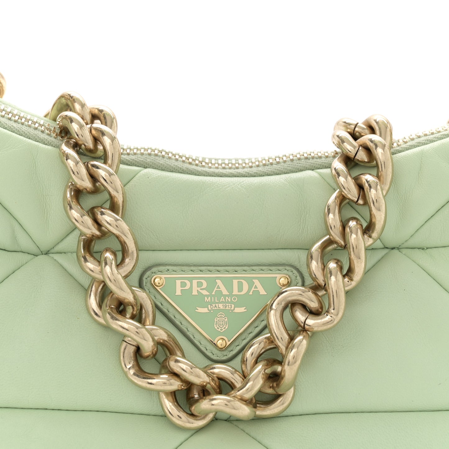 Nappa Re-Nylon Triangle Quilted Patchwork System Shoulder Bag Acqua