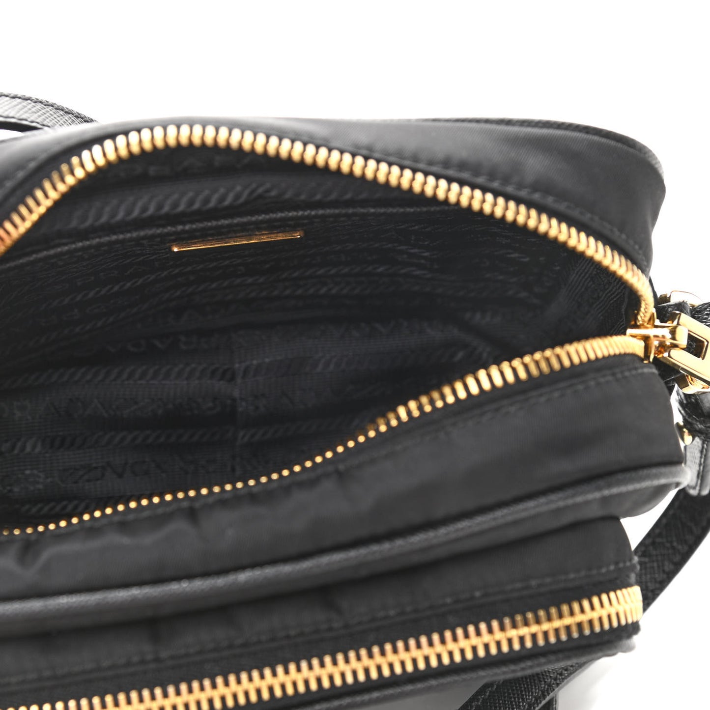 Nylon Saffiano Double Zip Camera Bag Black