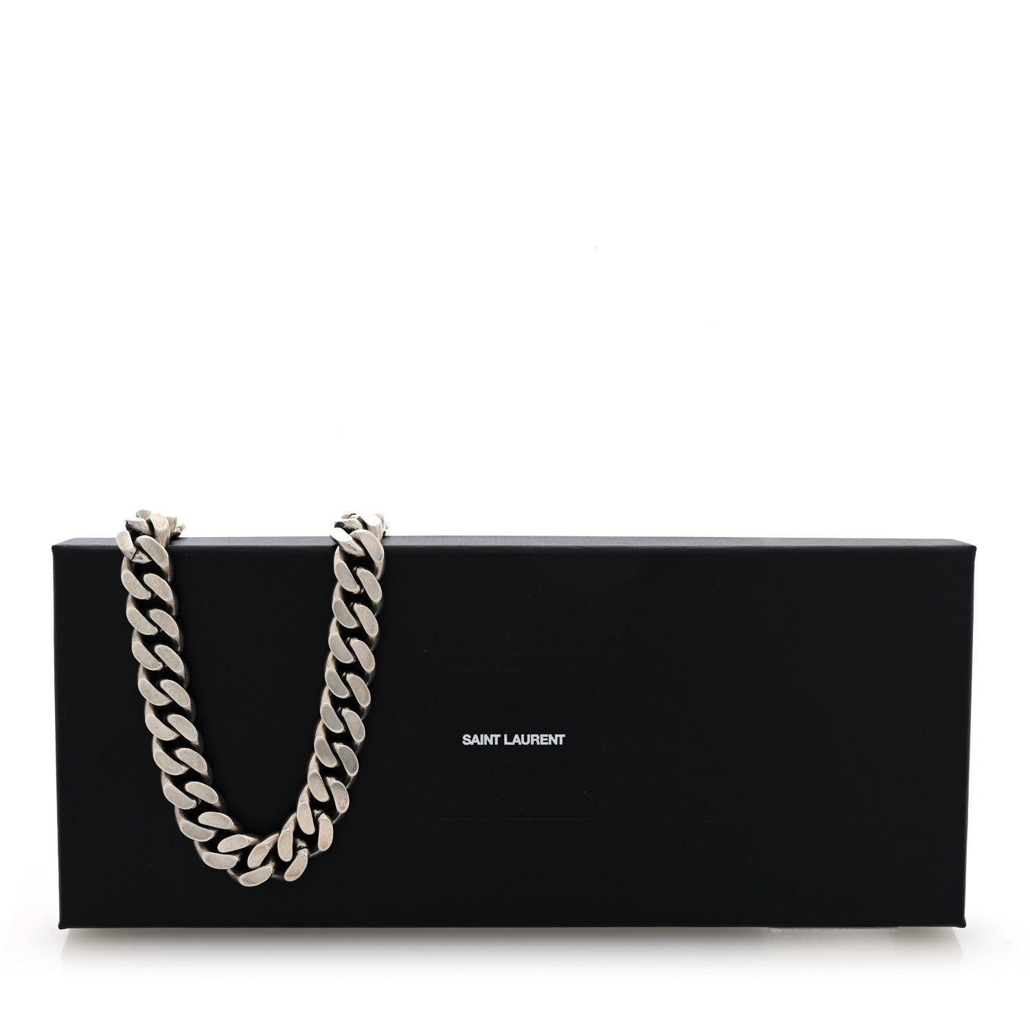 Saint Laurent Metal Curb Chain Necklace Oxidized Silver 5 of 5