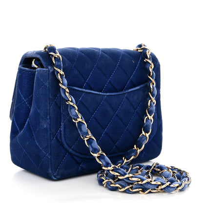 Chanel Velvet Quilted Mini Square Flap Blue 3 of 11