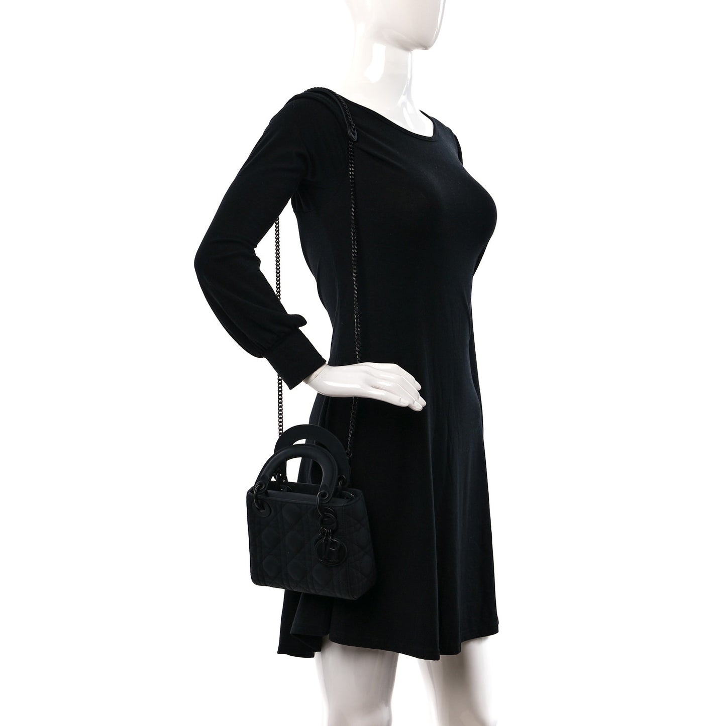 Ultra Matte Calfskin Cannage Mini Lady Dior Black
