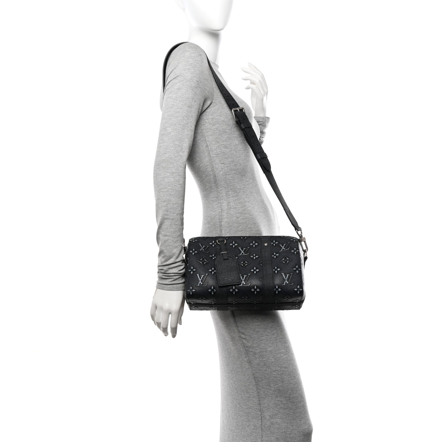 Cowhide Faded Monogram City Keepall Charcoal