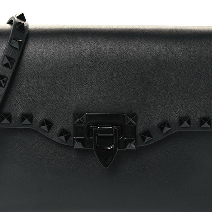 Valentino Garavani Vitello Monochrome Medium Rockstud Flip Lock Crossbody Bag Black 8 of 10