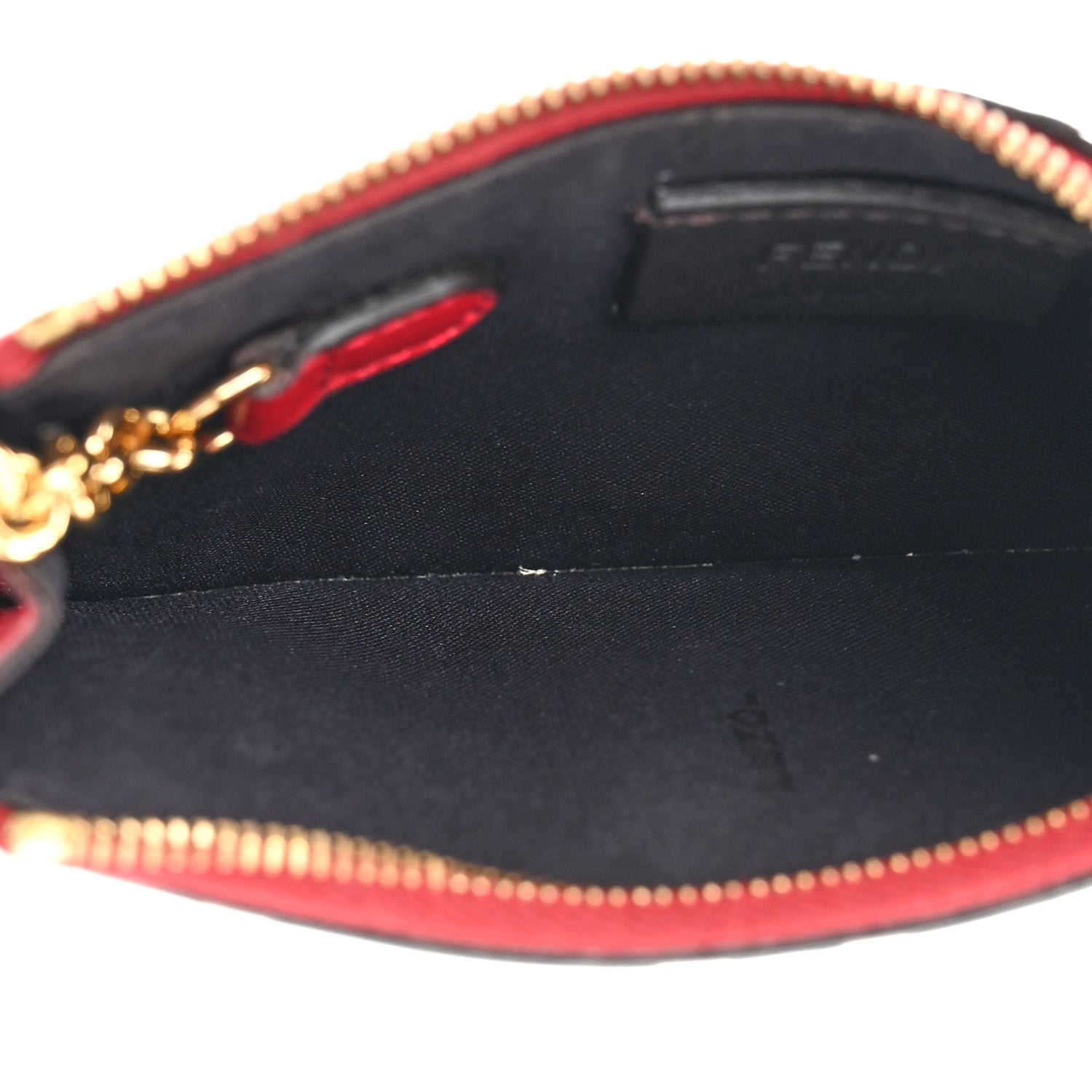 Fendi Vitello Cruise F is Fendi Bi-Color FF 1974 Embossed Key Case Pouch Maya Black Fragola 5 of 11
