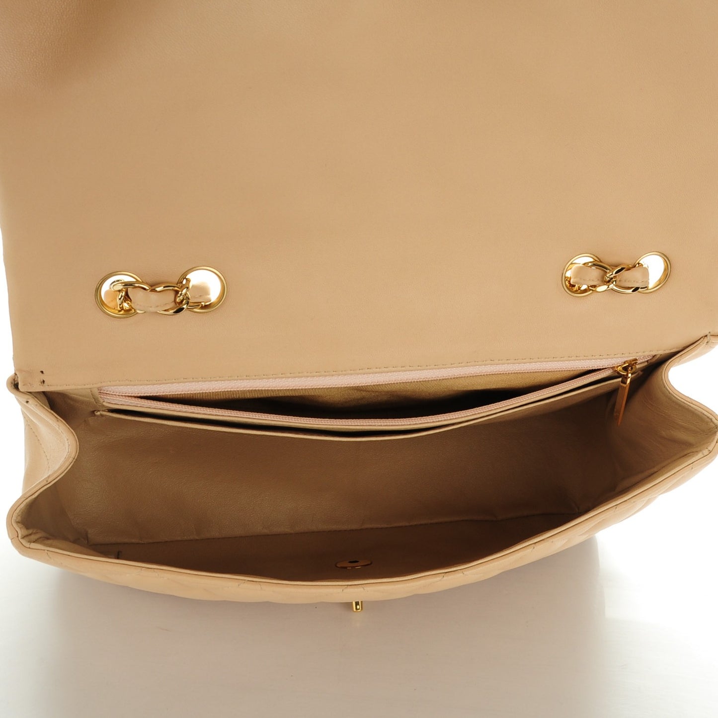 Lambskin Quilted Jumbo Single Flap Beige Clair