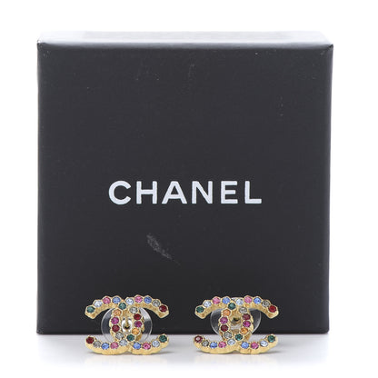 Chanel Crystal Over The Rainbow CC Earrings Gold Multicolor 5 of 5