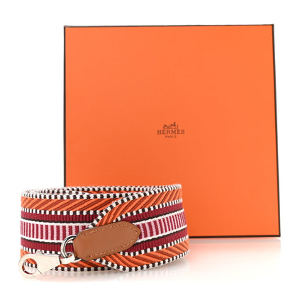 Hermes Toile Swift 50mm Sangle Cavale Shoulder Strap Orange Minium Rose Gold 6 of 6