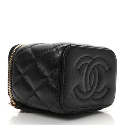 Chanel Lambskin Quilted Mini Pearl Crush Vanity Case With Chain Black 4 of 10