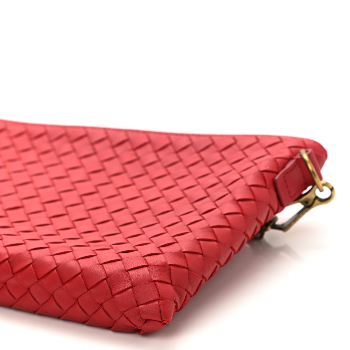 Nappa Intrecciato Biletto Chain Crossbody Red