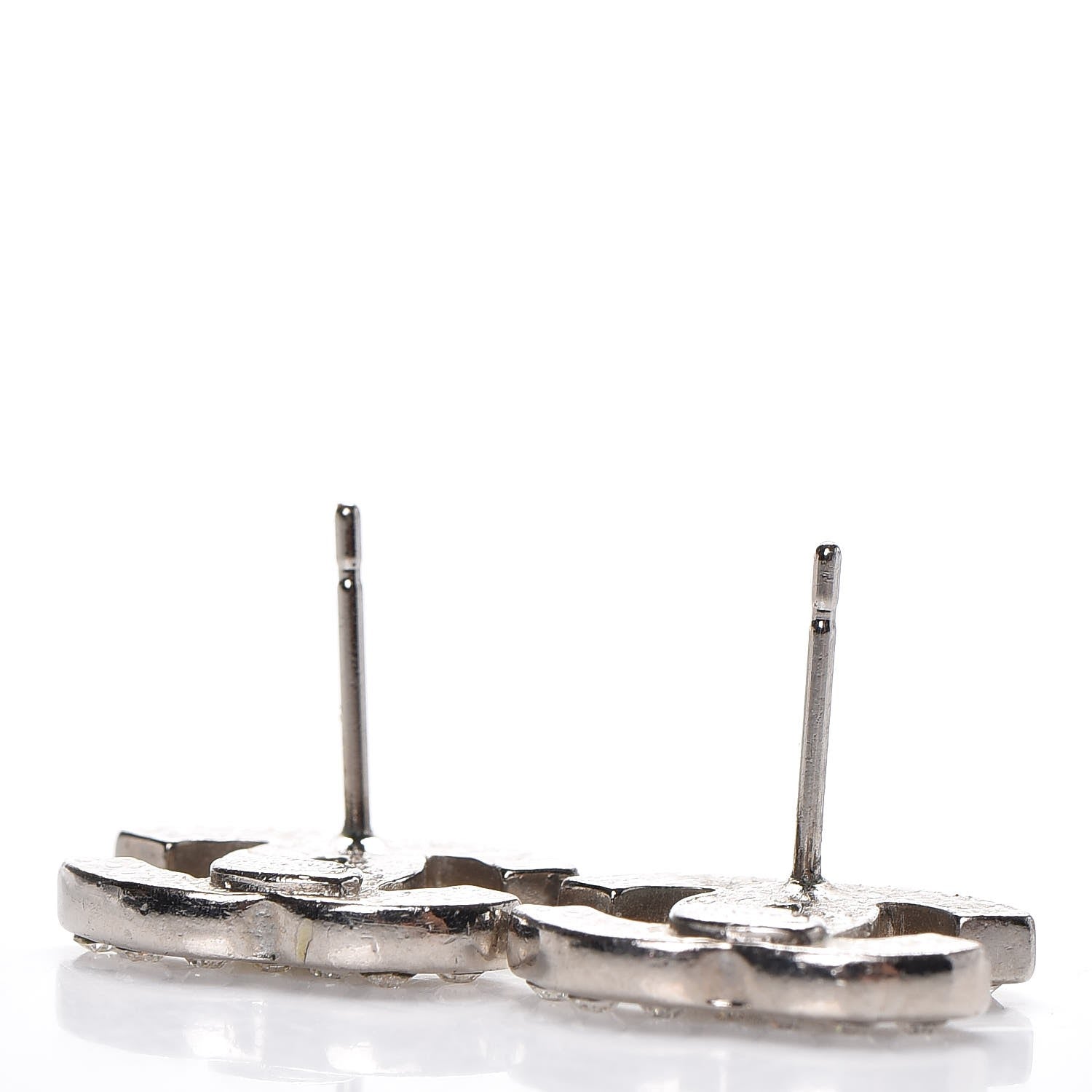 Chanel Crystal Mini Timeless CC Earrings Silver 2 of 3