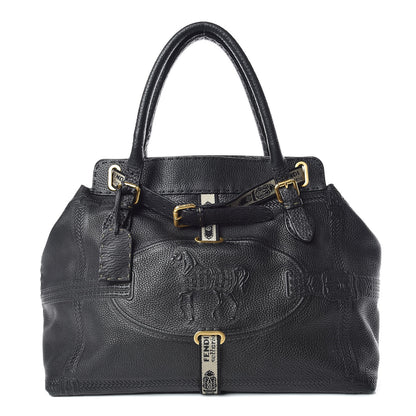 Fendi Calfskin Romano Selleria Large Villa Borghese Tote Black 1 of 13