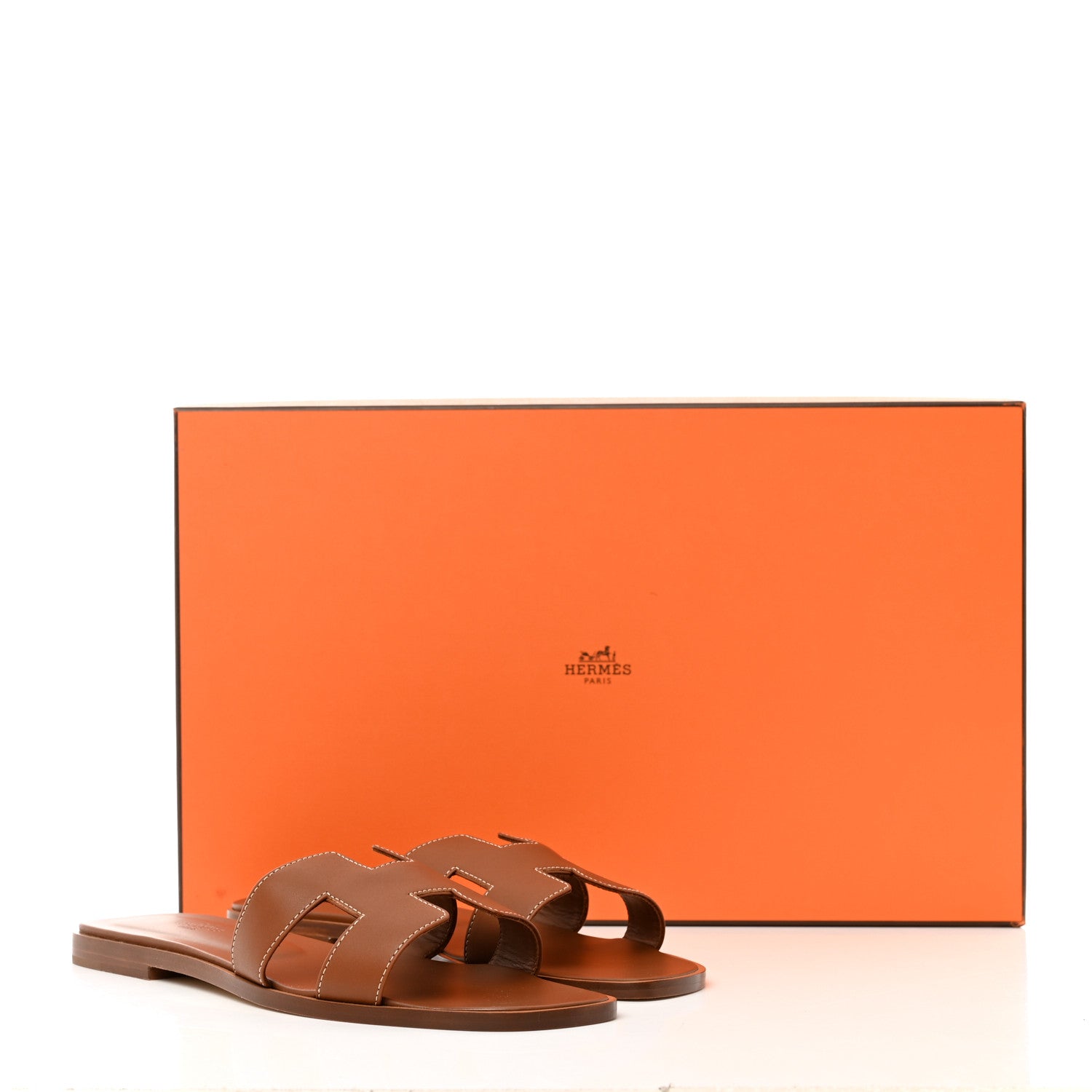 Hermes Box Calfskin Oran Sandals 40 Gold 11 of 11