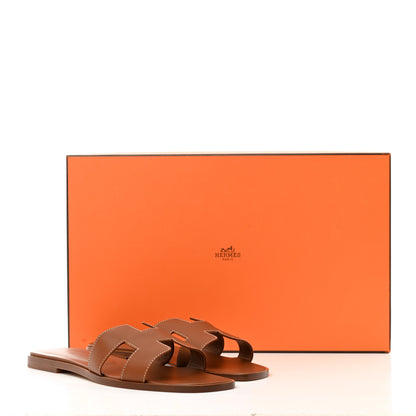 Hermes Box Calfskin Oran Sandals 40 Gold 11 of 11