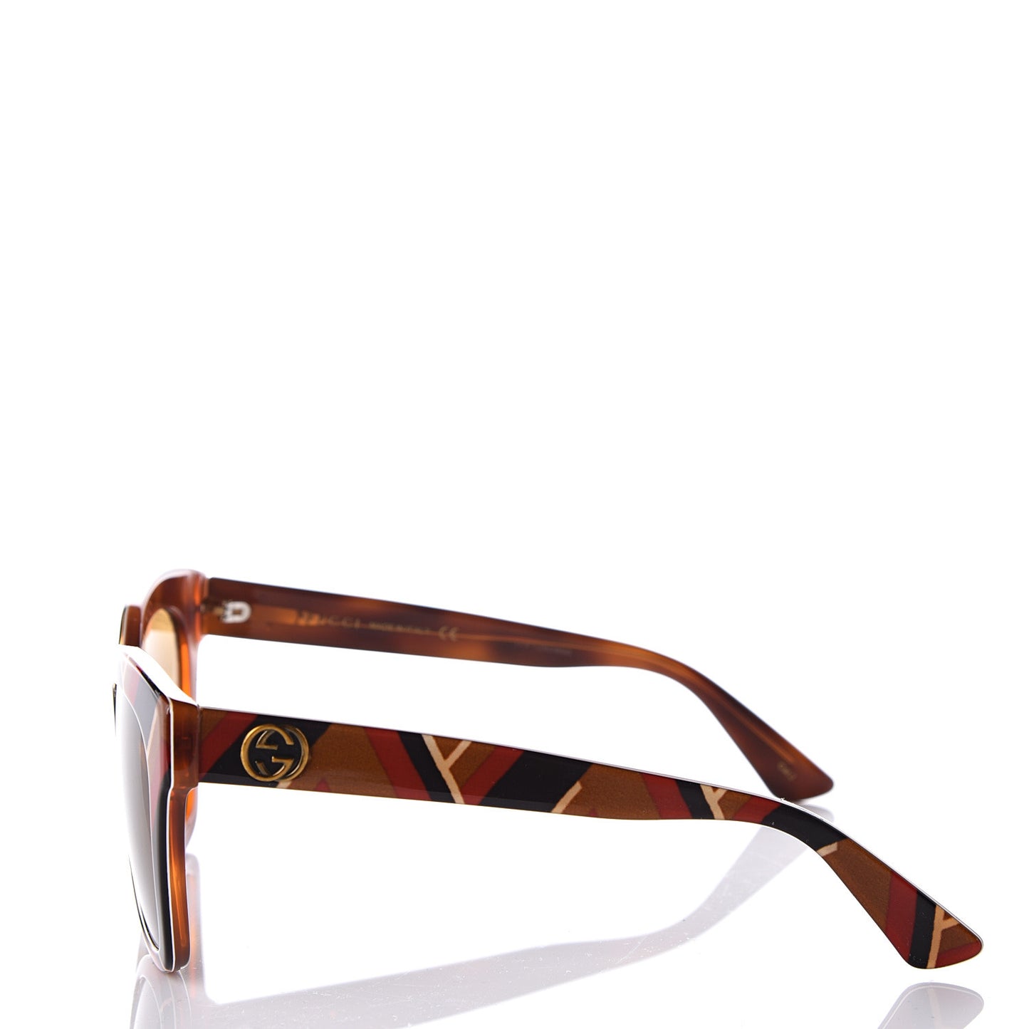 Acetate Square Frame Chevron Sunglasses GG0029S Mustard Blue