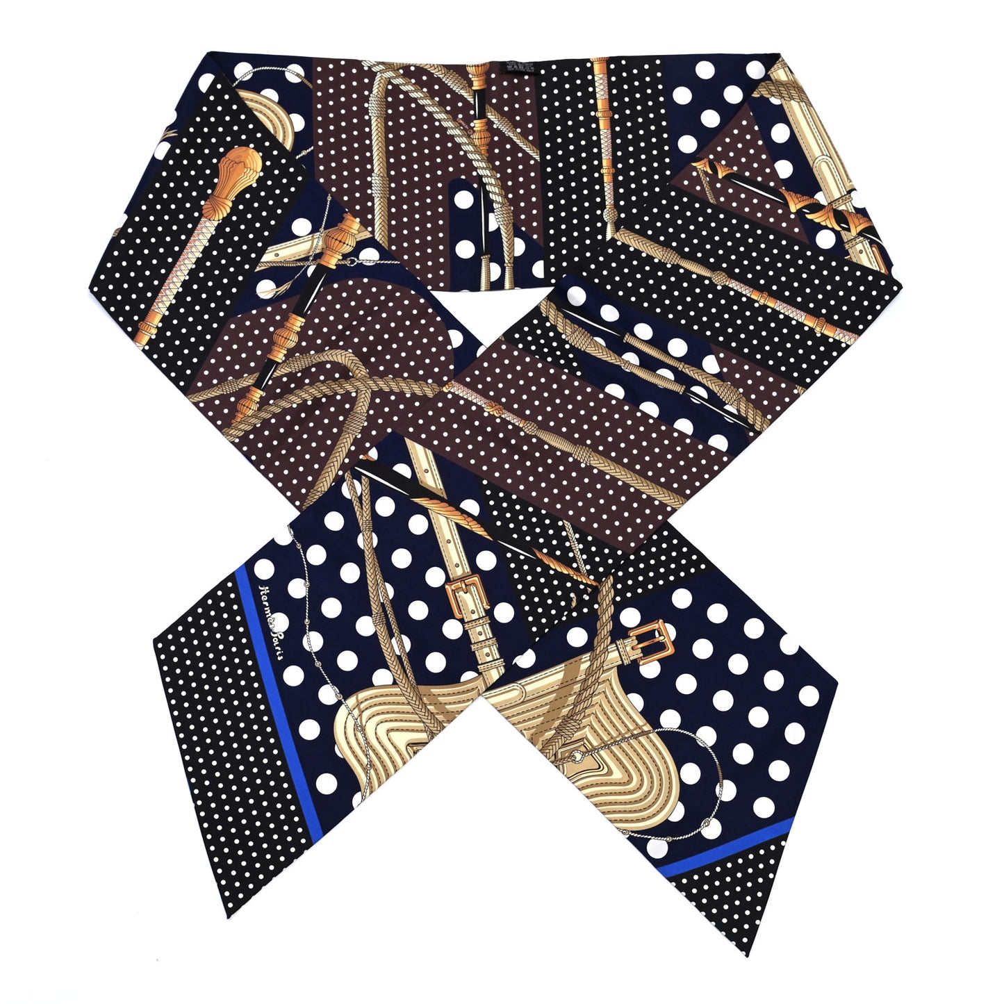Silk Clic Clac a Pois Maxi Twilly Black Bleu Ebene