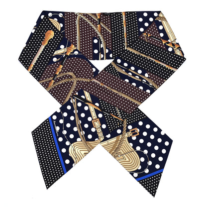 Hermes Silk Clic Clac a Pois Maxi Twilly Black Bleu Ebene 2 of 8