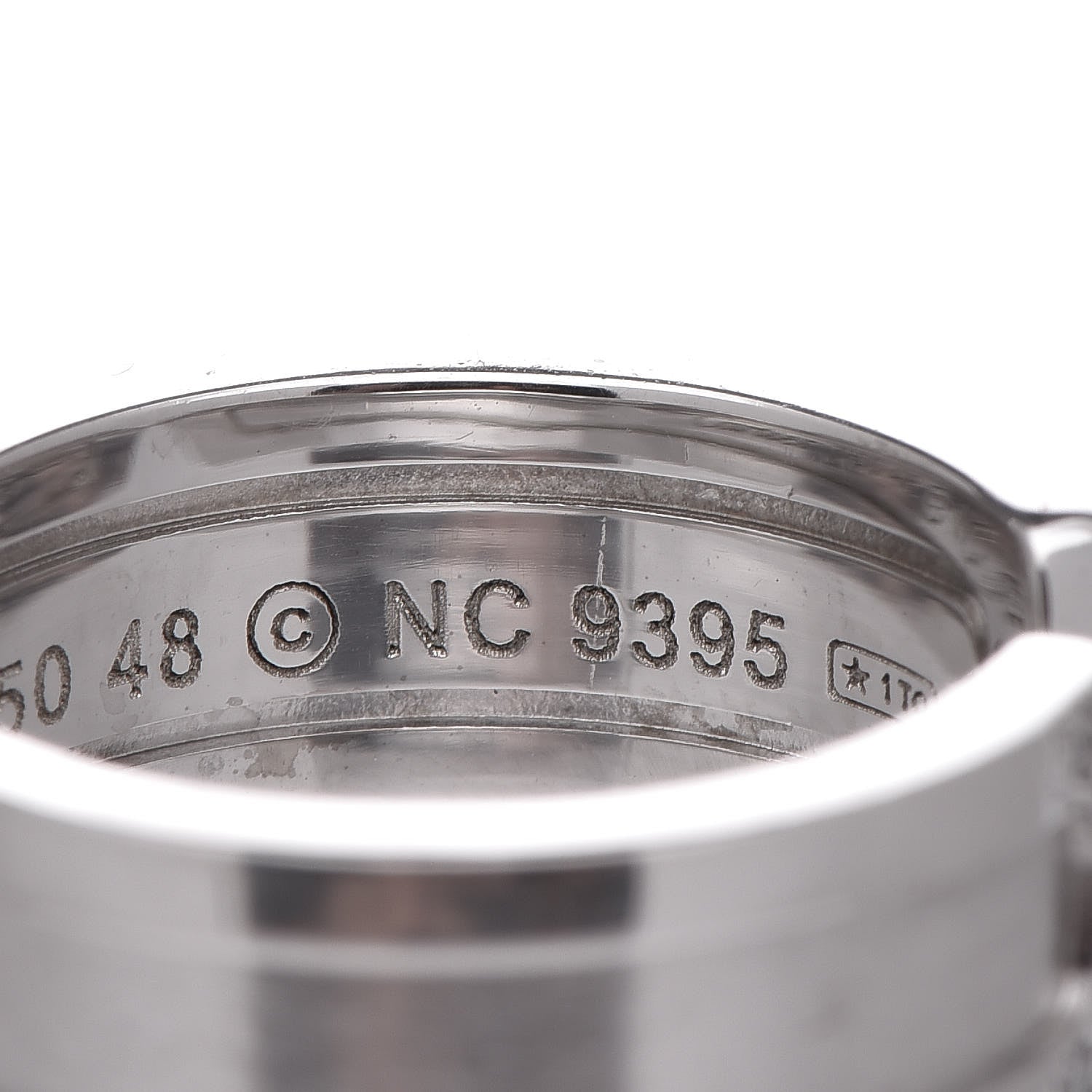 Cartier 18K White Gold Diamond 6.5mm Logo De Ring 48 4.5 5 of 5