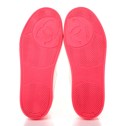 Chanel Calfskin Womens Logo Sneakers 38.5 White Pink 5 of 8