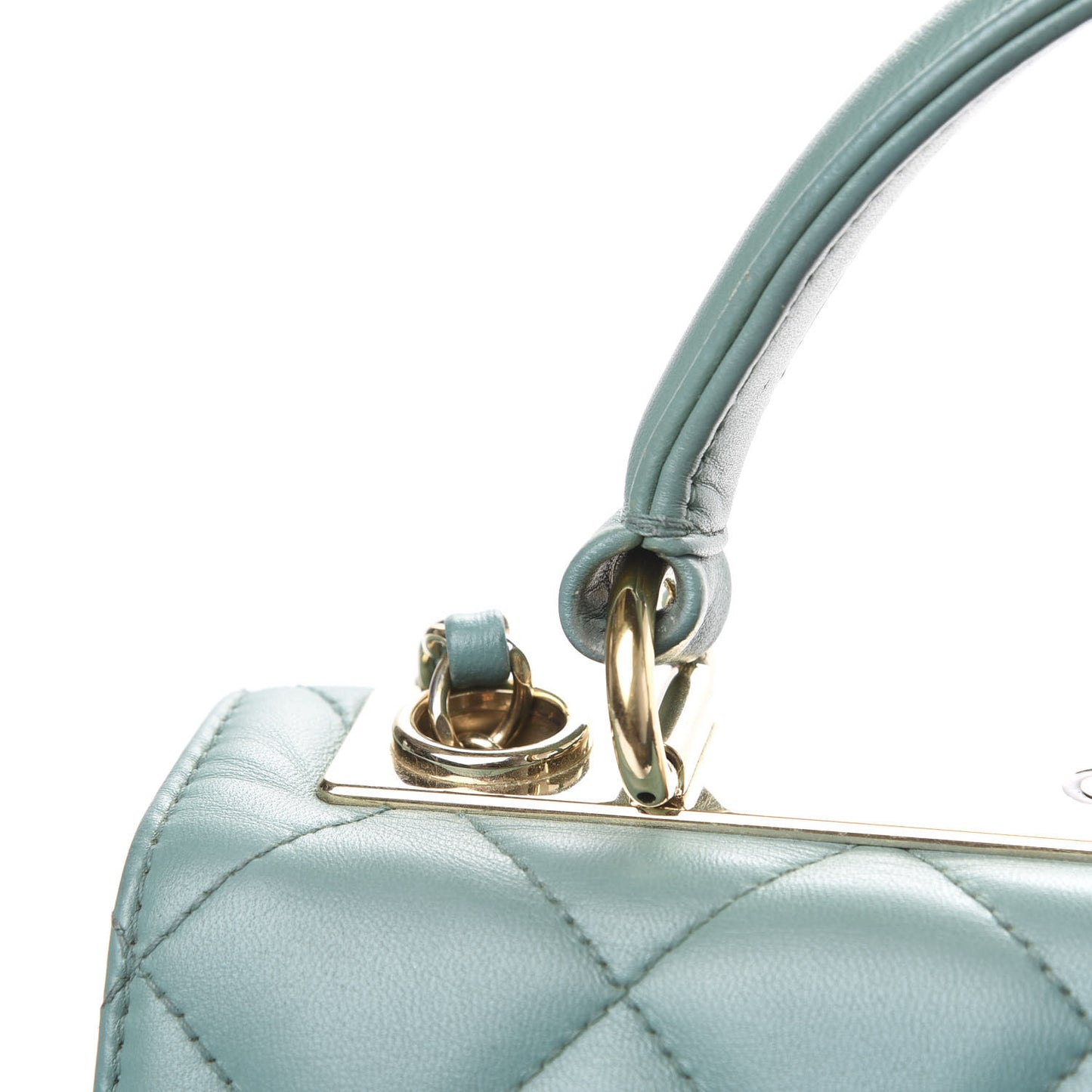 Lambskin Quilted Small Trendy CC Flap Dual Handle Bag Light Green