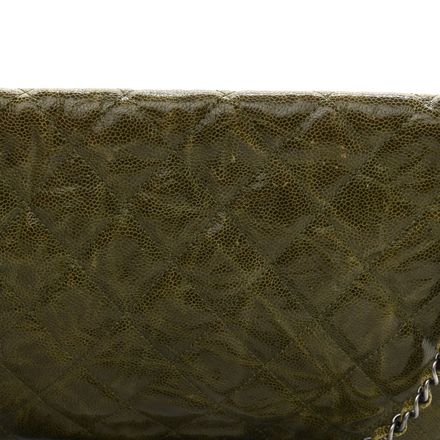 Chanel Crumpled Grained Calfskin Jumbo CC Crave Flap Green 12 of 13