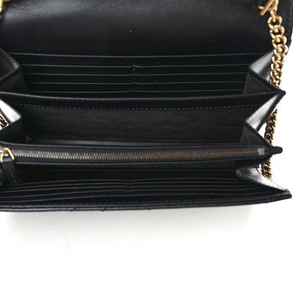 Gucci Calfskin Matelasse GG Marmont Chain Wallet Black 5 of 9