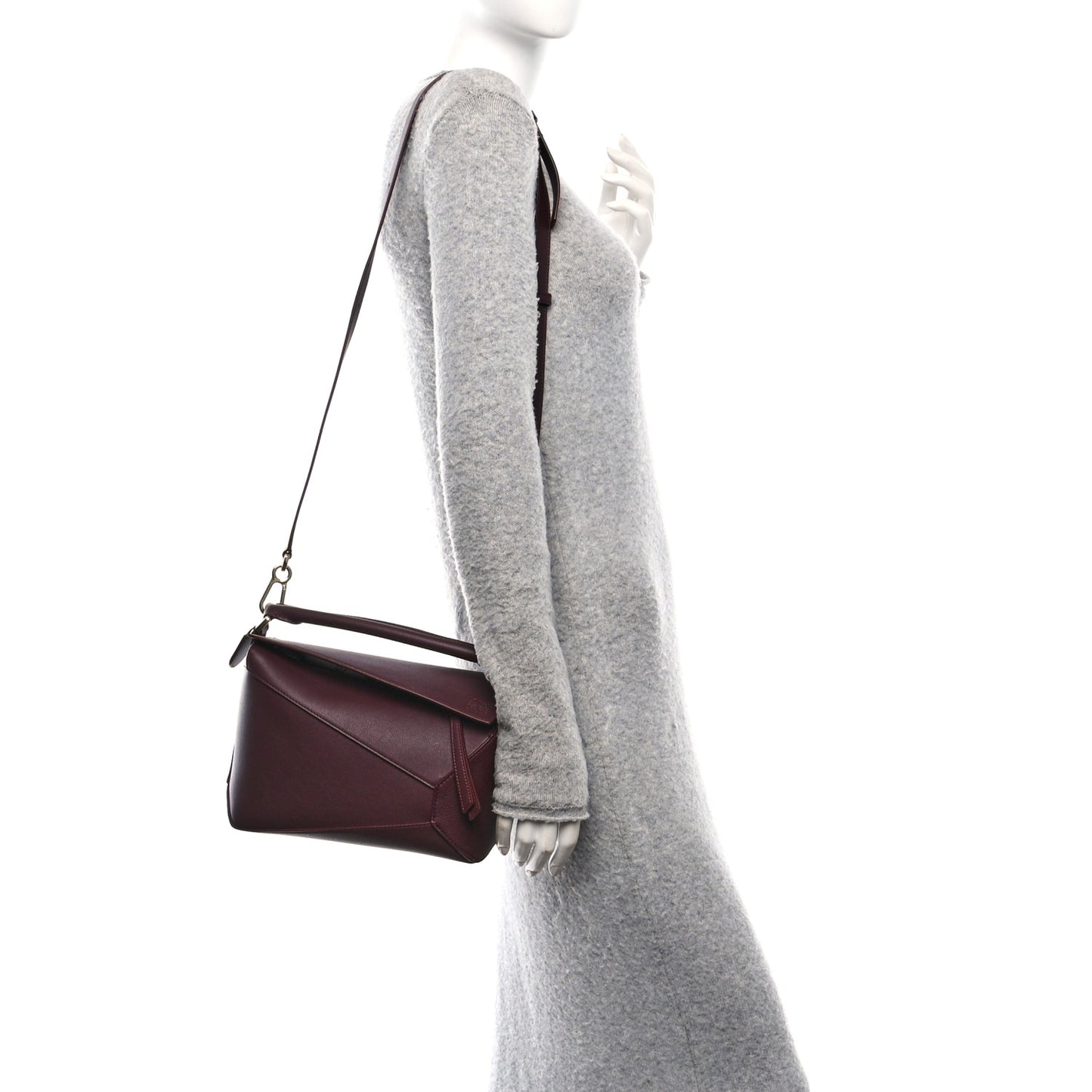 Soft Grained Calfskin Small Puzzle Edge Bag Dark Burgundy