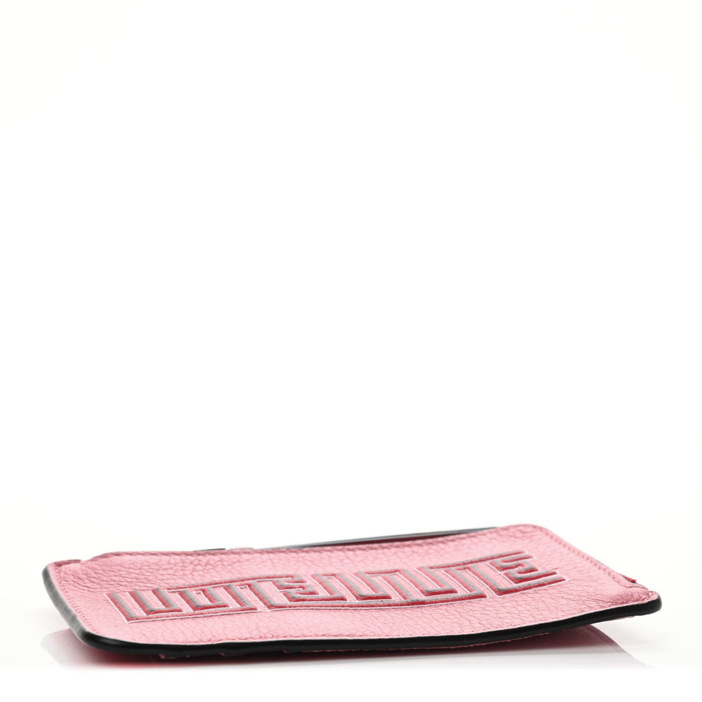 Grained Calfskin Maze Logo Coin Card Holder Candy Rouge