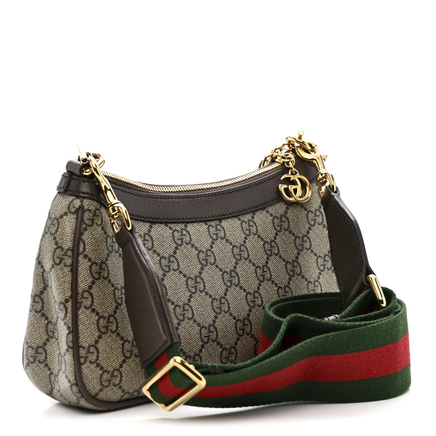 Gucci GG Supreme Monogram Textured Dollar Calfskin Web Small