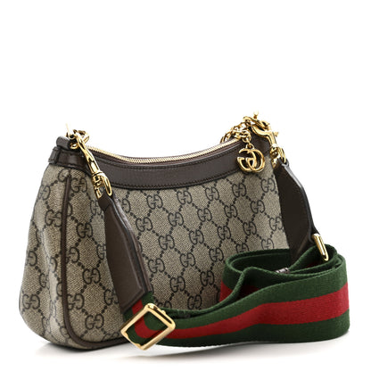 Gucci GG Supreme Monogram Textured Dollar Calfskin Web Small Ophidia GG Handbag Beige Ebony New Acero 3 of 10