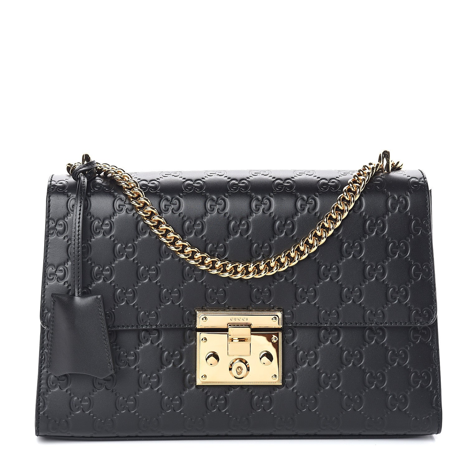 Gucci Guccissima Medium Padlock Shoulder Bag Black 1 of 7