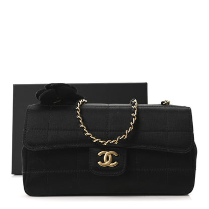 Chanel Satin Chocolate Bar Quilted Camellia Rectangular Mini Flap Black 11 of 11