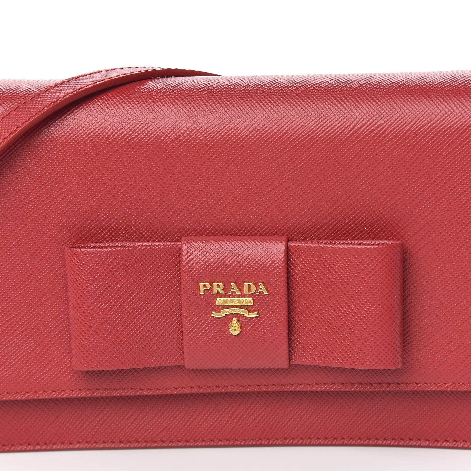 Prada Saffiano Fiocco Bow Flap Wallet Fuoco 10 of 10
