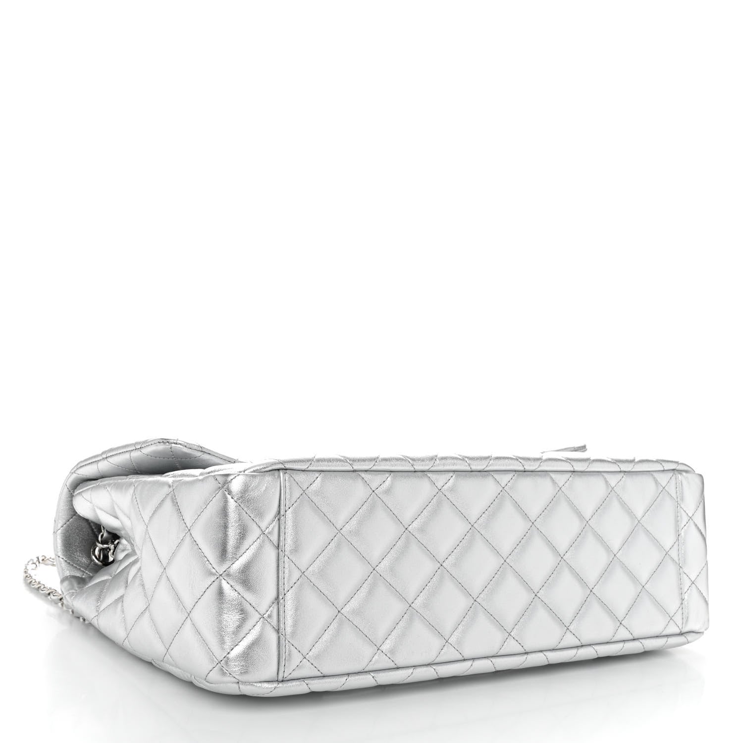 Chanel Metallic Lambskin Quilted XXL Travel Flap Bag Silver 4 of 11