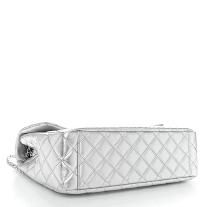 Chanel Metallic Lambskin Quilted XXL Travel Flap Bag Silver 4 of 11