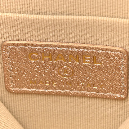 Chanel Metallic Lambskin Quilted Round Clip On Coin Purse Airpods Case Gold 7 of 10
