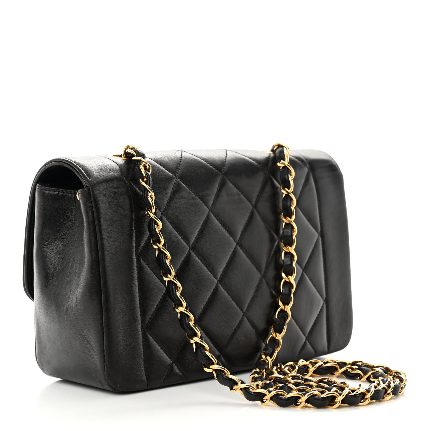 Lambskin Quilted Small Single Flap Black