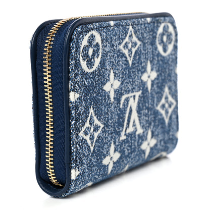 Louis Vuitton Denim Monogram Jacquard Zippy Coin Purse Bleu 3 of 7