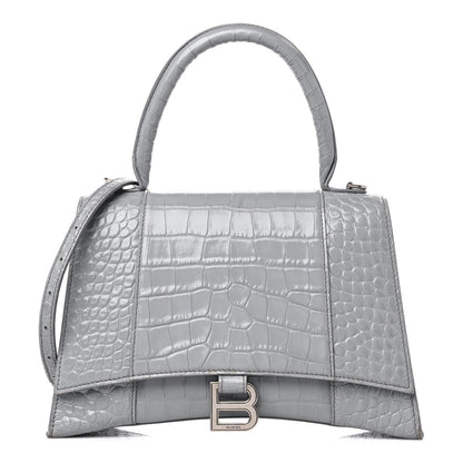 Balenciaga Shiny Calfskin Crocodile Embossed Medium Hourglass Top Handle Bag Balenciaga Grey 1 of 14