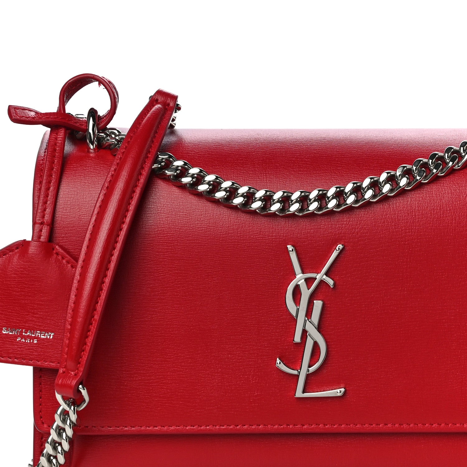 Saint Laurent Grained Calfskin Medium Monogram Sunset Red 10 of 12